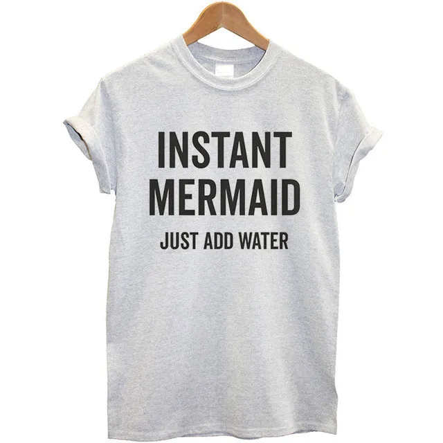 100% Cotton T-shirt for Women Letter Print Instant Mermaid Women T Shirt