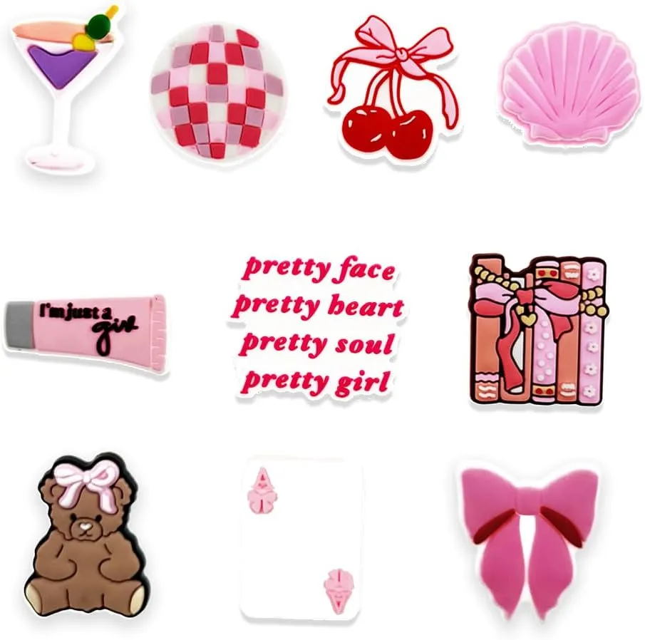 10PCS Coquette Shoe Charms,Coquette Girly Bow Aesthetic Charms for Shoe Decoration,Gifts for Girls, Adults