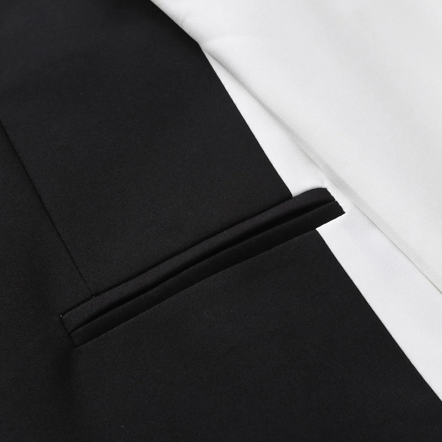 2024 Trendy Blazer for Men Red Black Color Block Casual One Button Suit Jackets Slim Fit Blazer