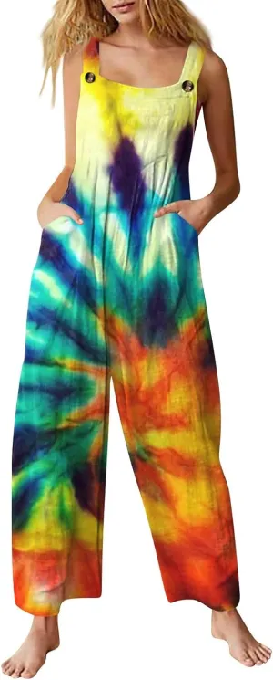 2025 Summer Overalls for Women Loose Fit Wide Leg Women's Jumpsuits, Rompers & Overalls Boho Floral Cute Outfits