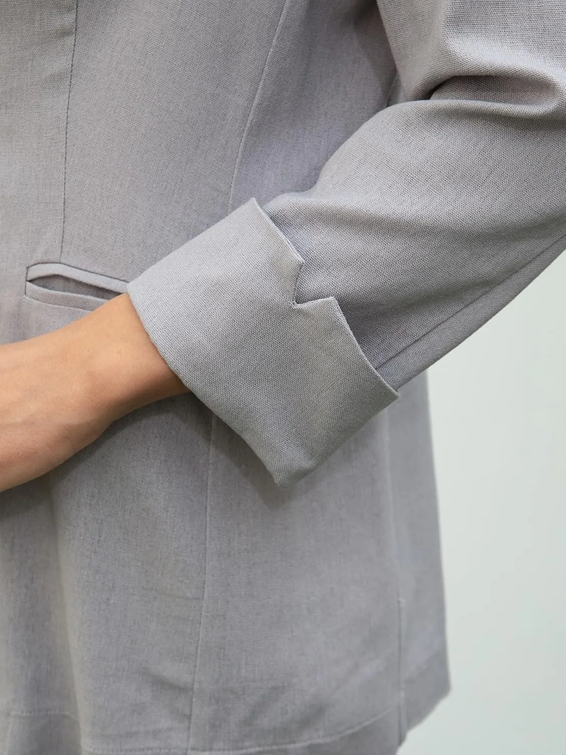 2025 Women's One Button Linen Blazers 3/4 Sleeve Casual Suit Jackets