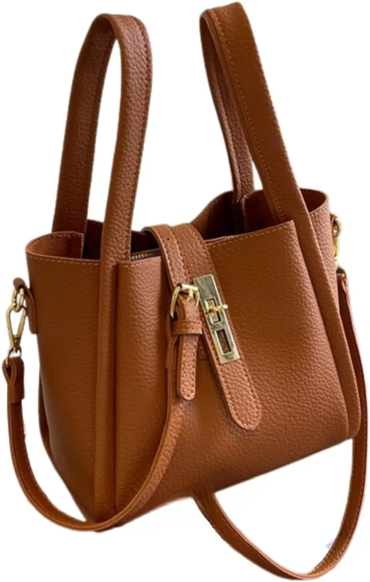 2Pcs Bucket Bags for Women PU Leather Bucket Handbag Work Bucket Tote Bag Trendy Vintage Bucket Shoulder Bag