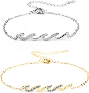 2pcs Wave Bracelets for Women, Gold And Silver Friendship Bracelets Stylish Women's Bracelets Best Friend Bracelet Bracelets Hand Jewelry for Girls Women
