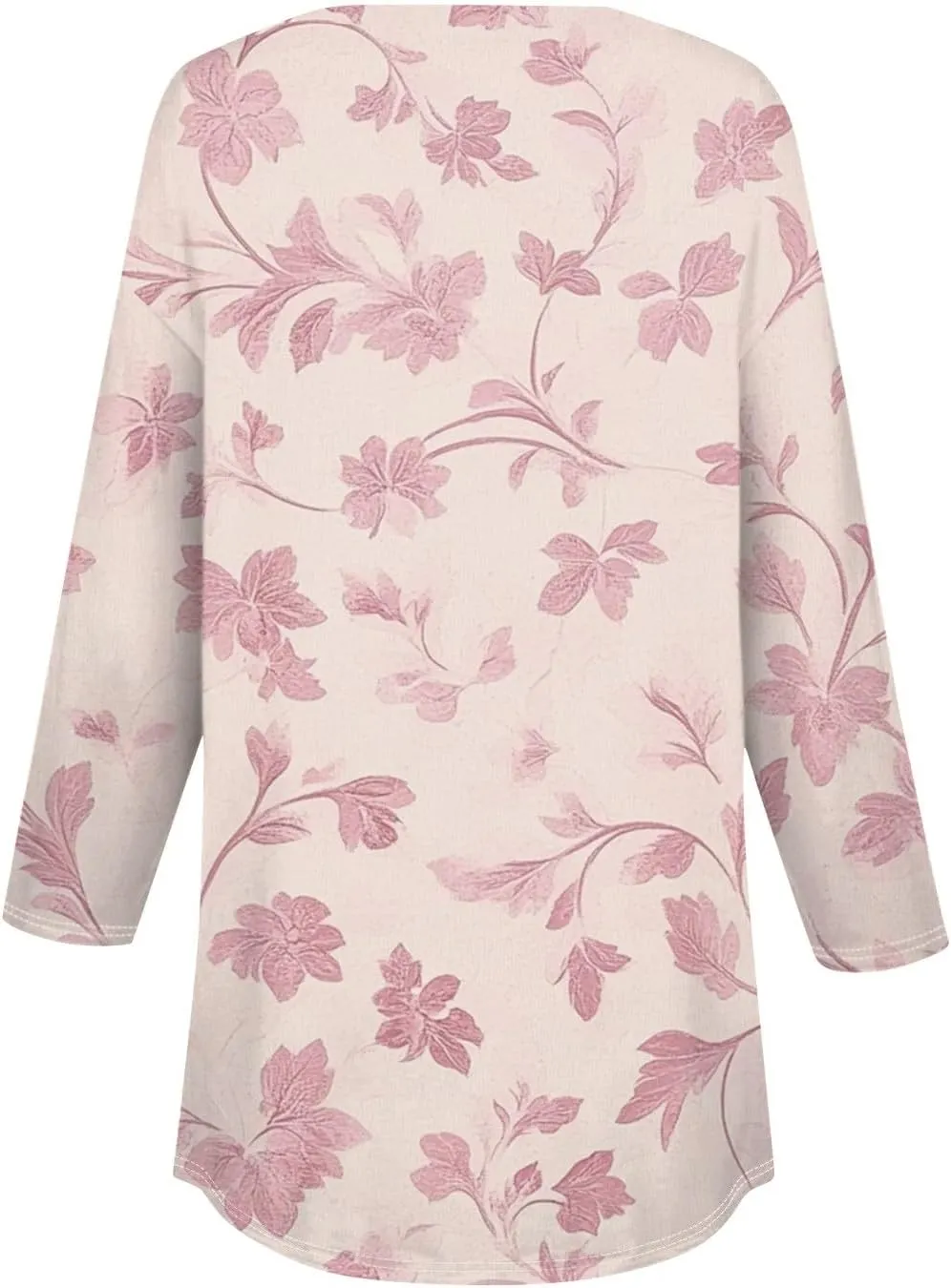 3/4 Length Sleeve Henley Shirts For Women Henley Spring Button Down Tops Baggy V Neck Blouses