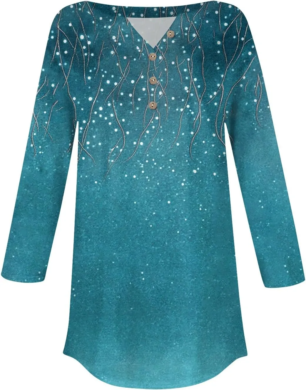 3/4 Length Sleeve Henley Shirts For Women Henley Spring Button Down Tops Baggy V Neck Blouses