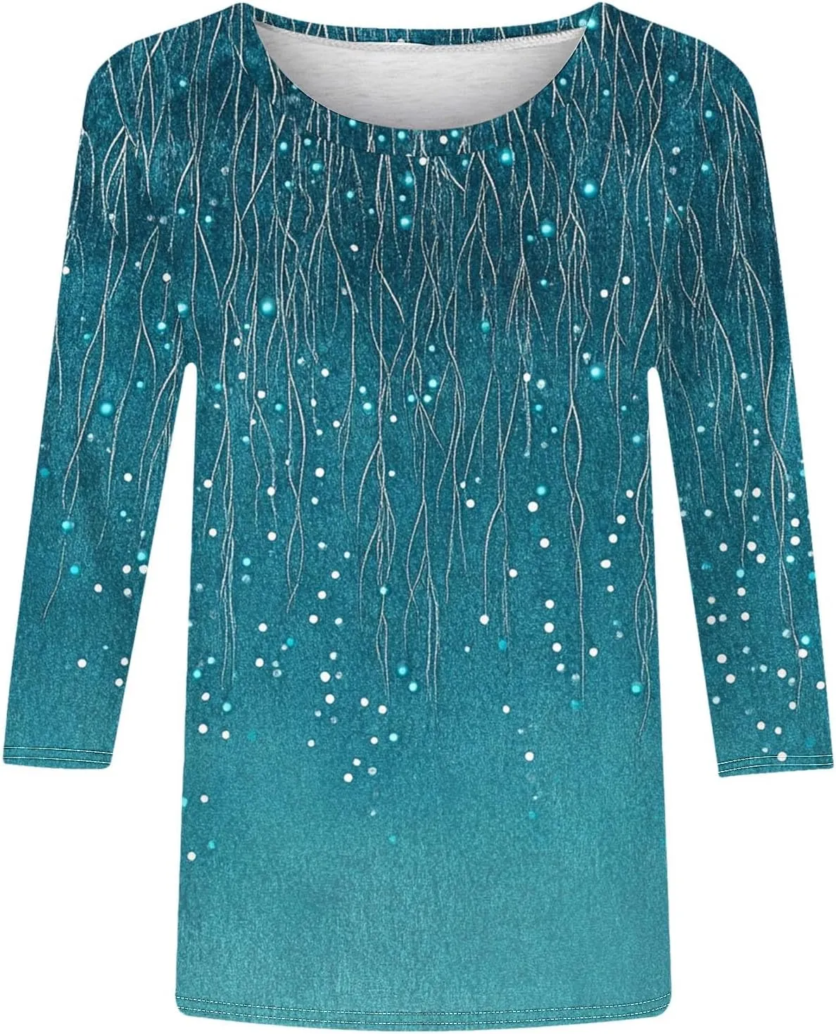 3/4 Length Sleeve Womens Tops Plus Size Print Graphic Tee Shirts Causal Dressy Crewneck Shirts Loose Fit Blouse Tees