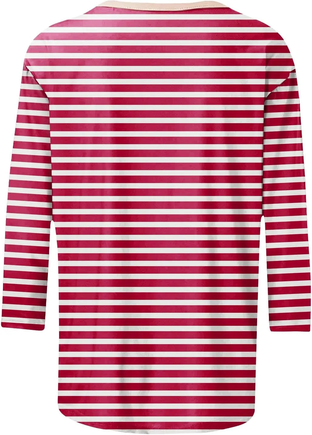 3/4 Length Sleeve Womens Tops Plus Size,Basic Elbow Sleeve Workout Top Striped Shirt Crew Neck 3 Quarter Sleeve Tees