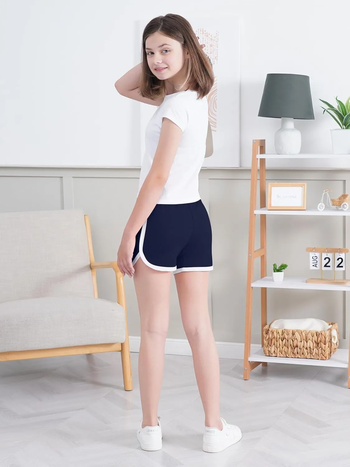 4 Packs Girls Athletic Shorts Toddler Soccer Running Active Dolphin Dry-Fit Kids Gym Workout Performance Shorts