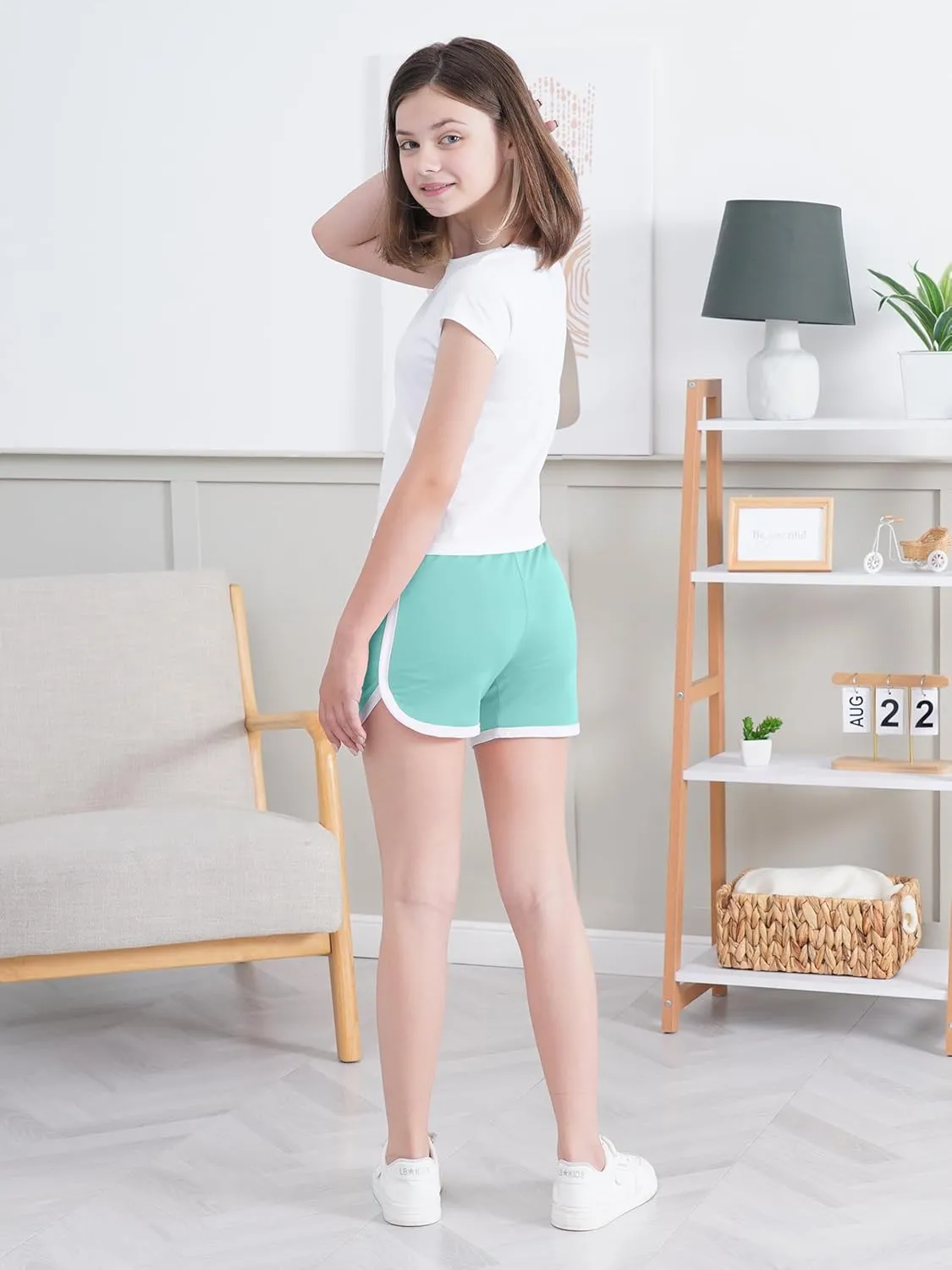 4 Packs Girls Athletic Shorts Toddler Soccer Running Active Dolphin Dry-Fit Kids Gym Workout Performance Shorts