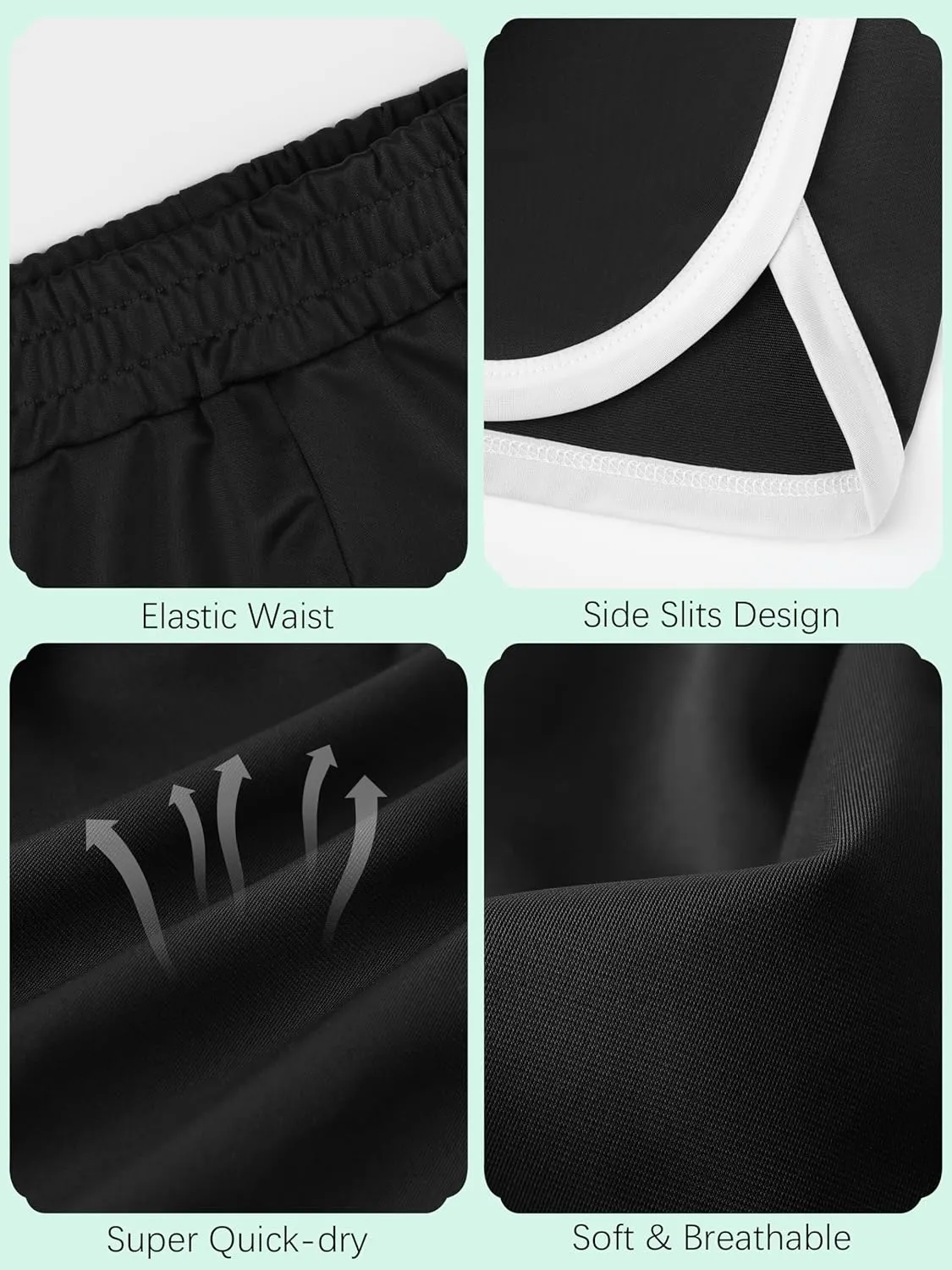 4 Packs Girls Athletic Shorts Toddler Soccer Running Active Dolphin Dry-Fit Kids Gym Workout Performance Shorts