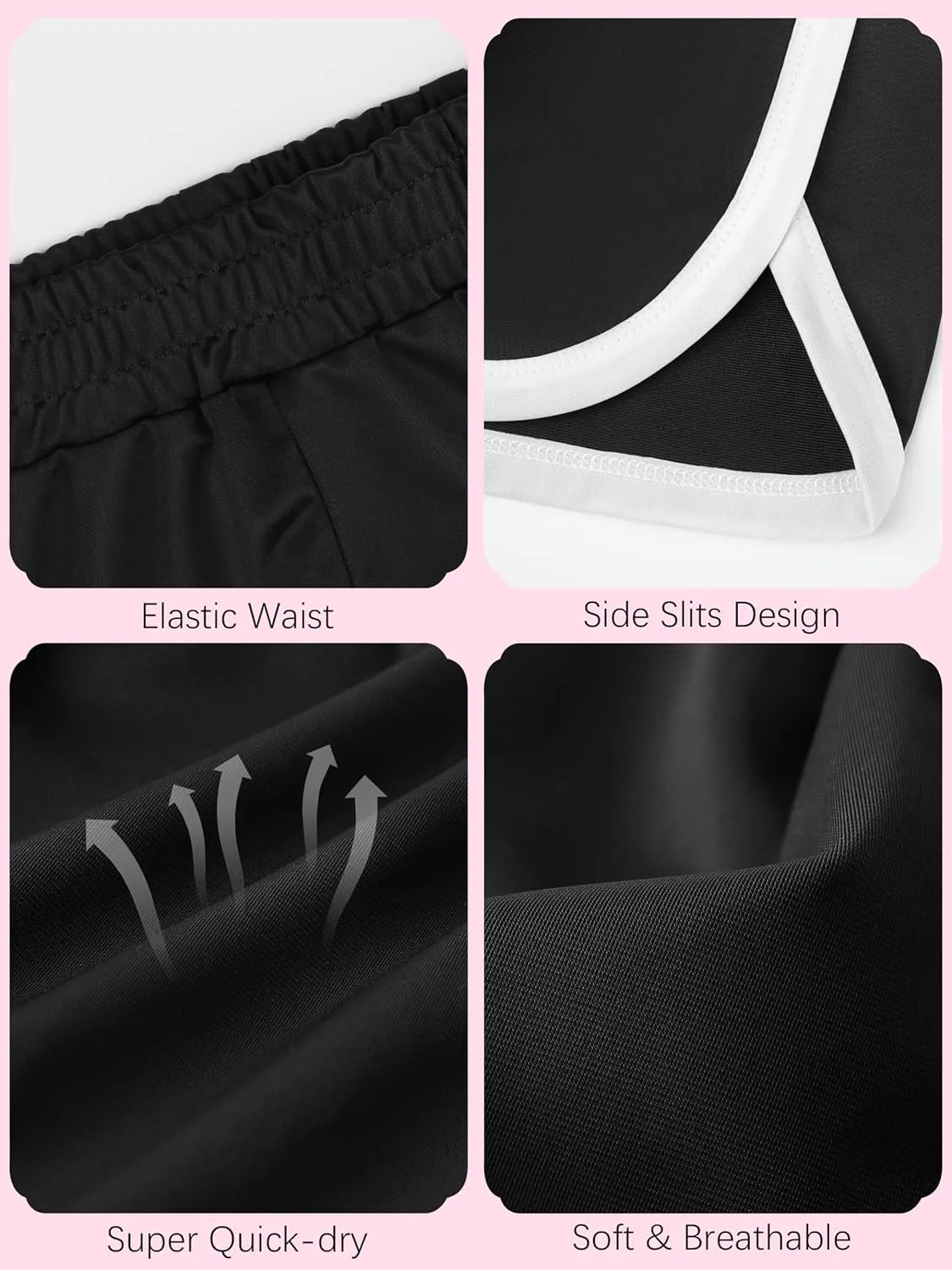 4 Packs Girls Athletic Shorts Toddler Soccer Running Active Dolphin Dry-Fit Kids Gym Workout Performance Shorts