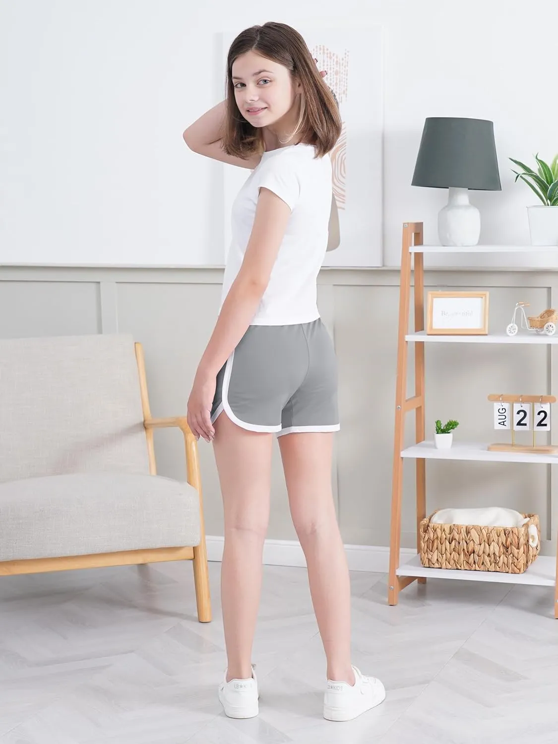 4 Packs Girls Athletic Shorts Toddler Soccer Running Active Dolphin Dry-Fit Kids Gym Workout Performance Shorts