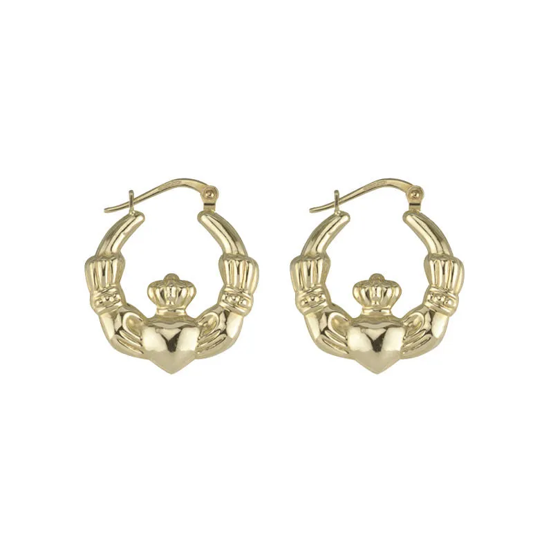 9k Gold Small Claddagh Hoop Earrings