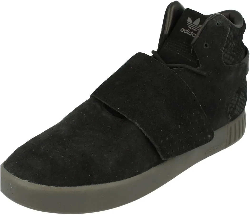 adidas Originals Tubular Invader Strap Mens Hi Top Trainers Shoes (UK 11 US 11.5 EU 46, Black Black Black BB8392)