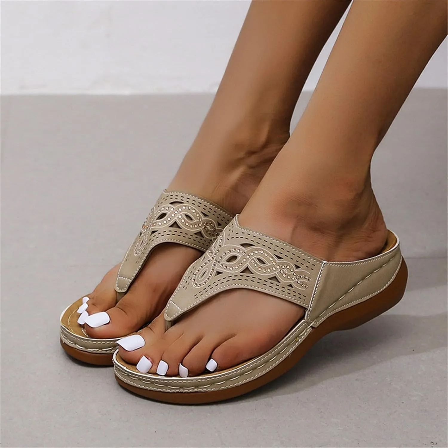 Adjustable Strap Sandals Women Comfortable Summer Walking Arch Support Orthopedic Beach Casual Slide Outdoor Platform Flip Flops Lightweight