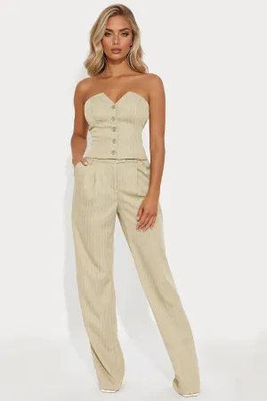 Alessandra Pinstripe Pant Set - Sage