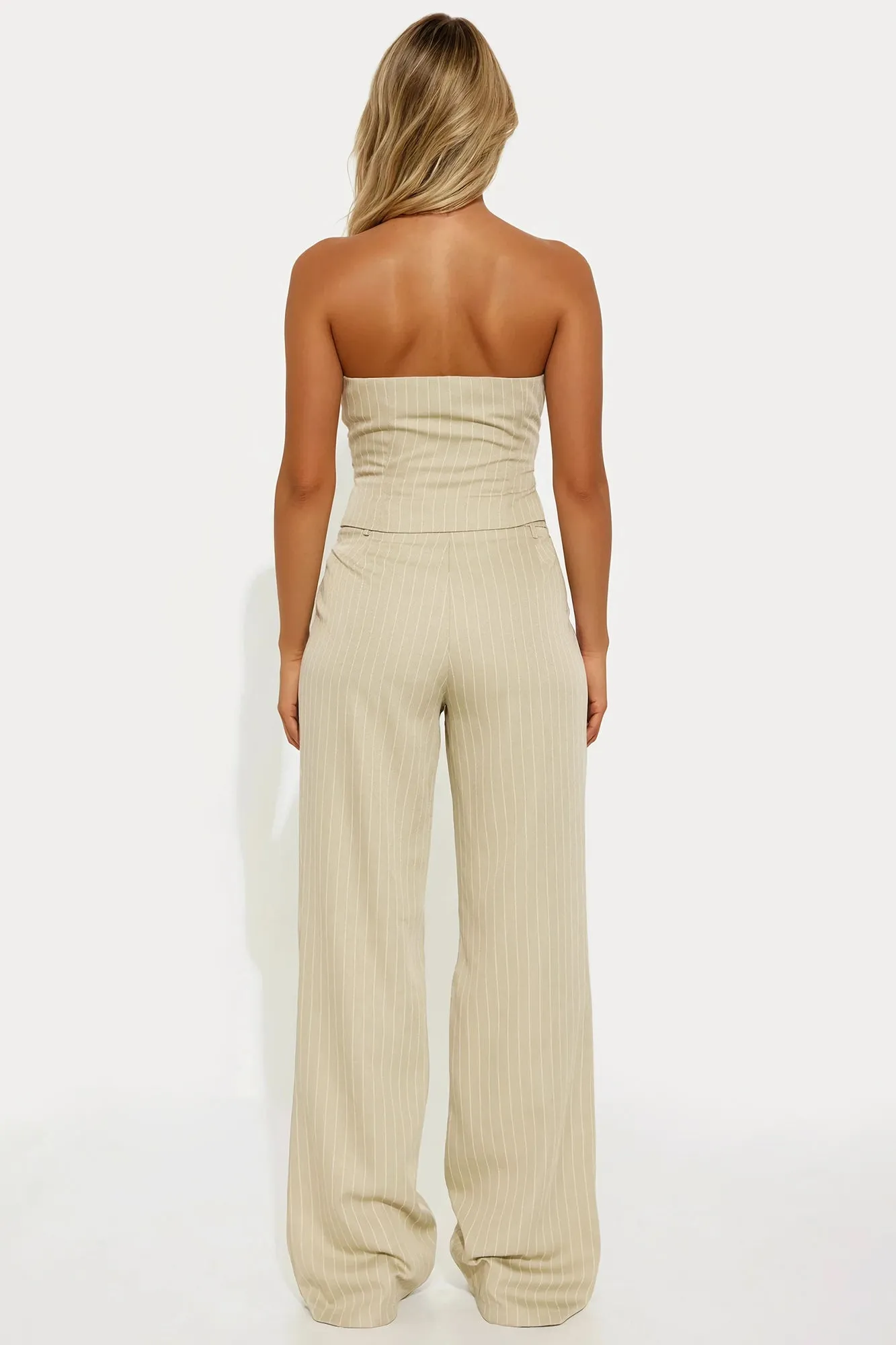 Alessandra Pinstripe Pant Set - Sage
