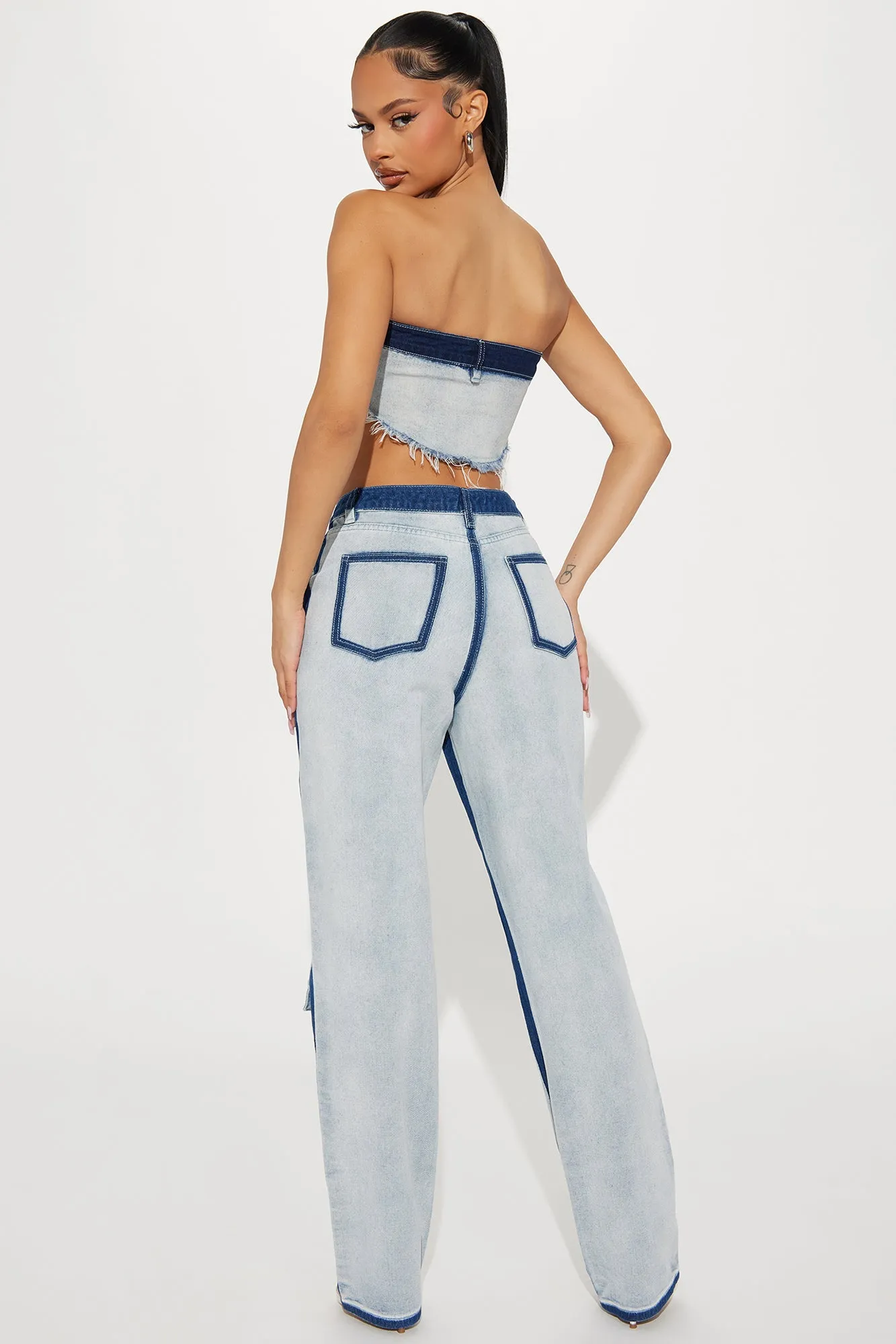 Always Your Girl Denim Pant Set - Light Wash