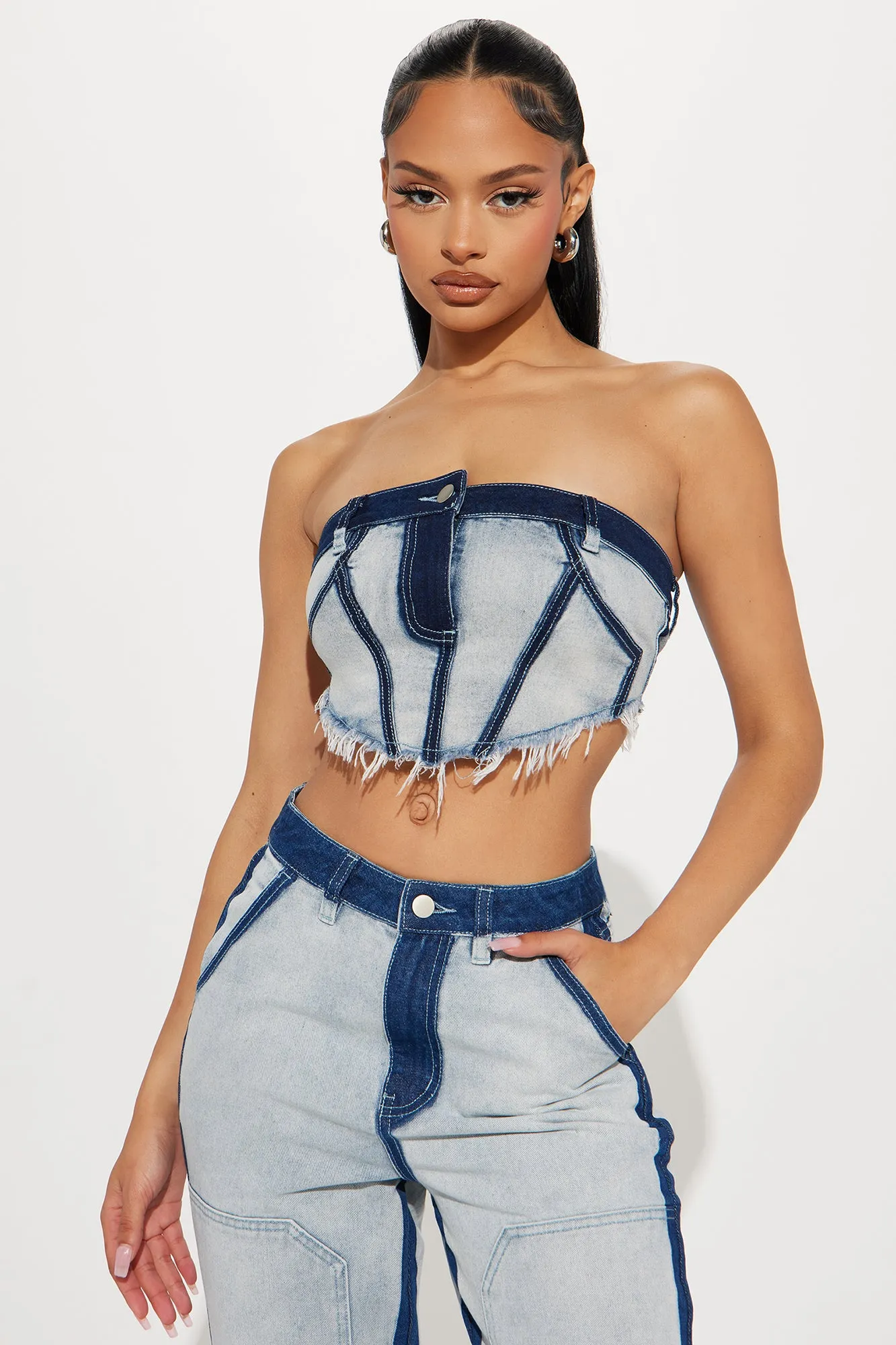Always Your Girl Denim Pant Set - Light Wash