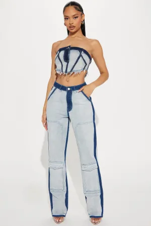 Always Your Girl Denim Pant Set - Light Wash