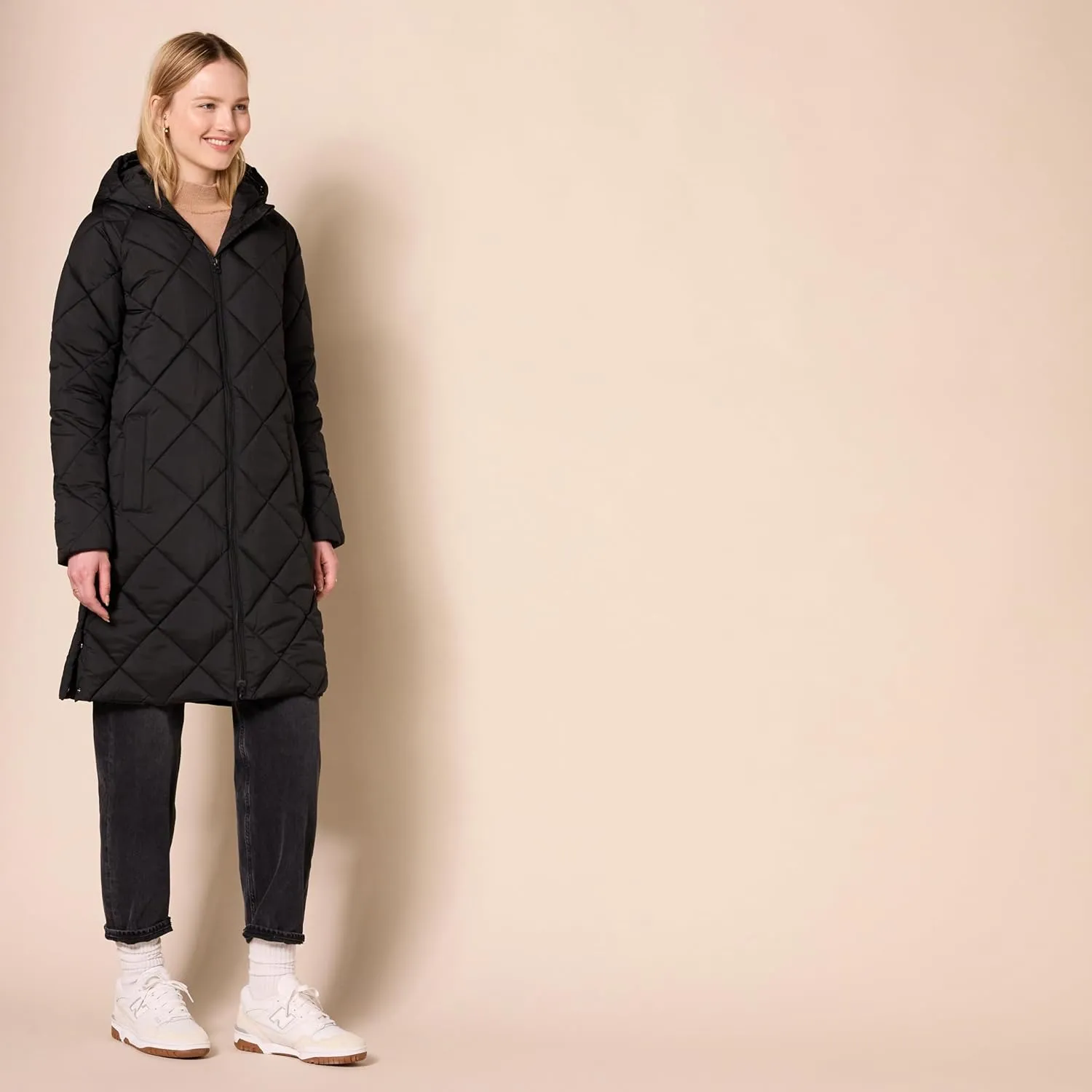 Amazon Essentials Women's Puffer Jacket, Heavyweight Diamond Quilted Knee Length Winter Coat