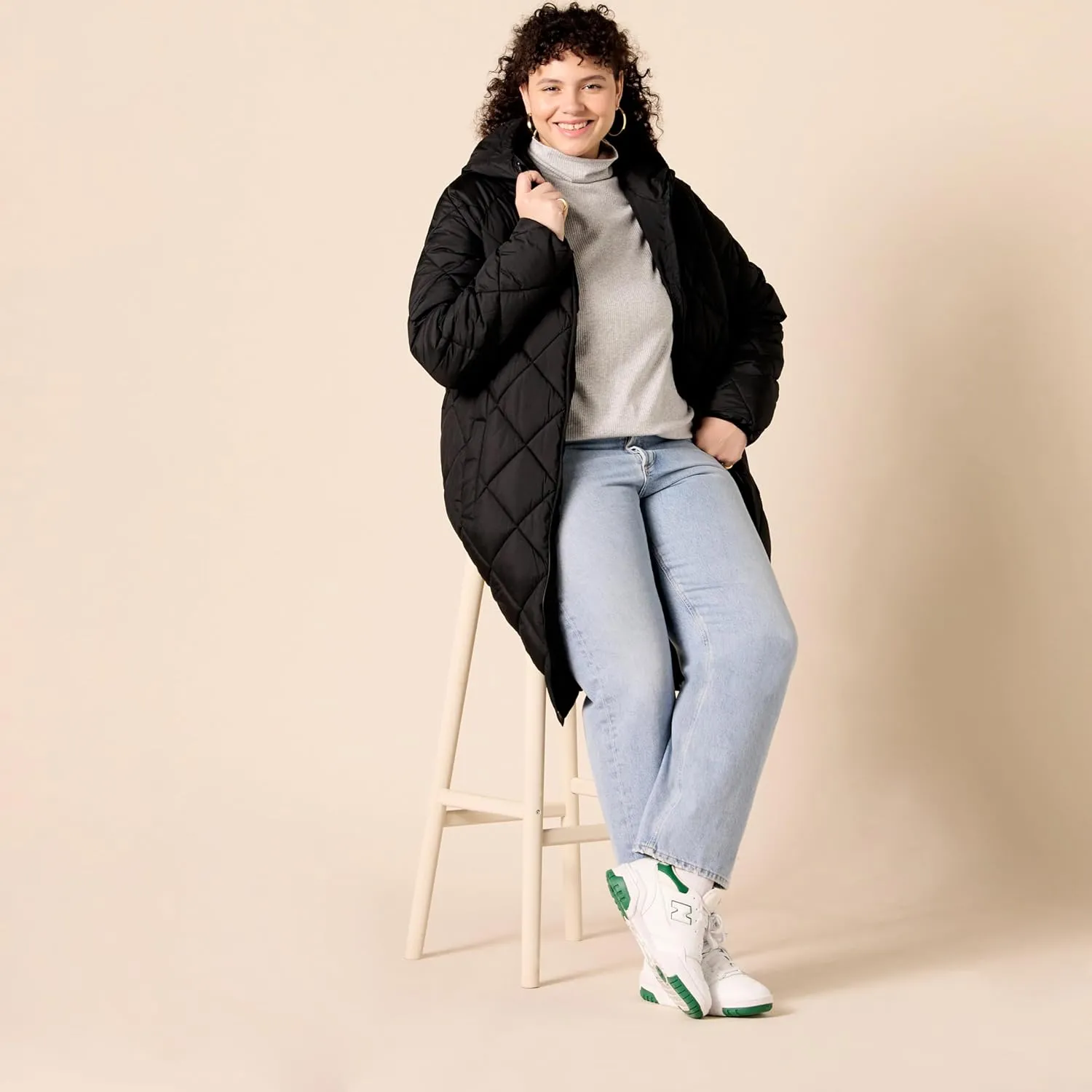 Amazon Essentials Women's Puffer Jacket, Heavyweight Diamond Quilted Knee Length Winter Coat
