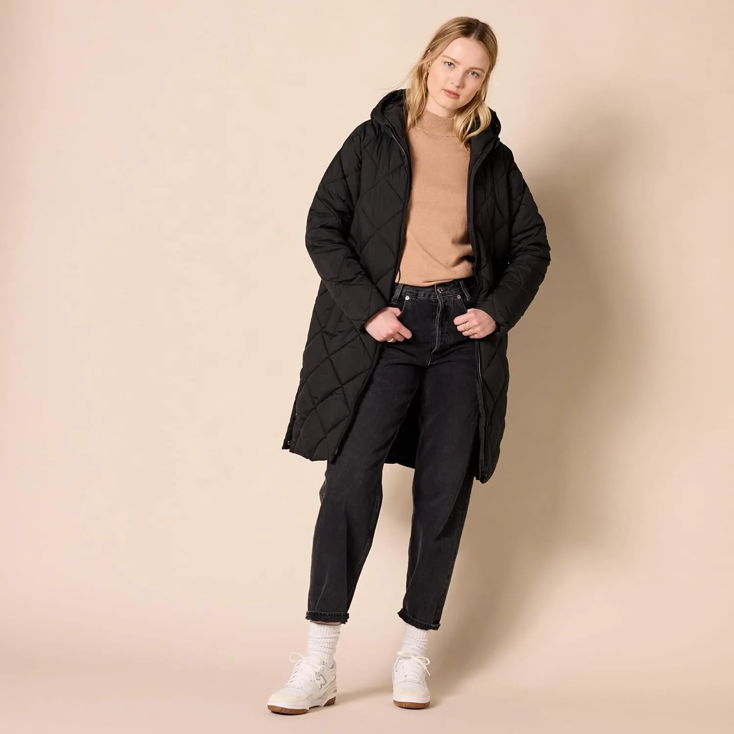 Amazon Essentials Women's Puffer Jacket, Heavyweight Diamond Quilted Knee Length Winter Coat