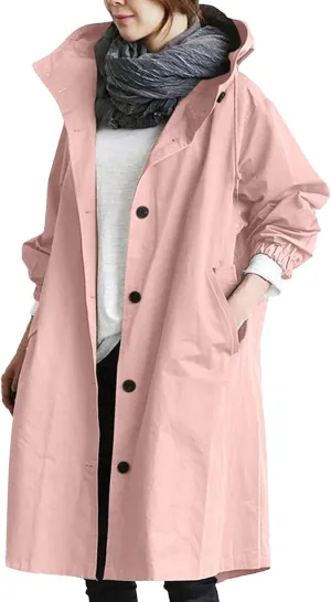 AMDBEL Trench Coat for Women 2023, Winter Jackets for Women 2023 Trendy, Women's Trench Jackets Plus Size Casual Long Rain Jacket Fashion Winter Hooded Oversized Windbreaker Coats Outerwear