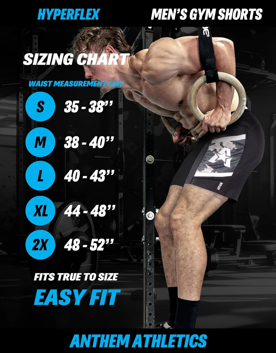 Anthem Athletics Hyperflex Mens Gym Shorts 5" 7" 9" Inseam Workout Athletic Sport Exercise Training Running Shorts for Men