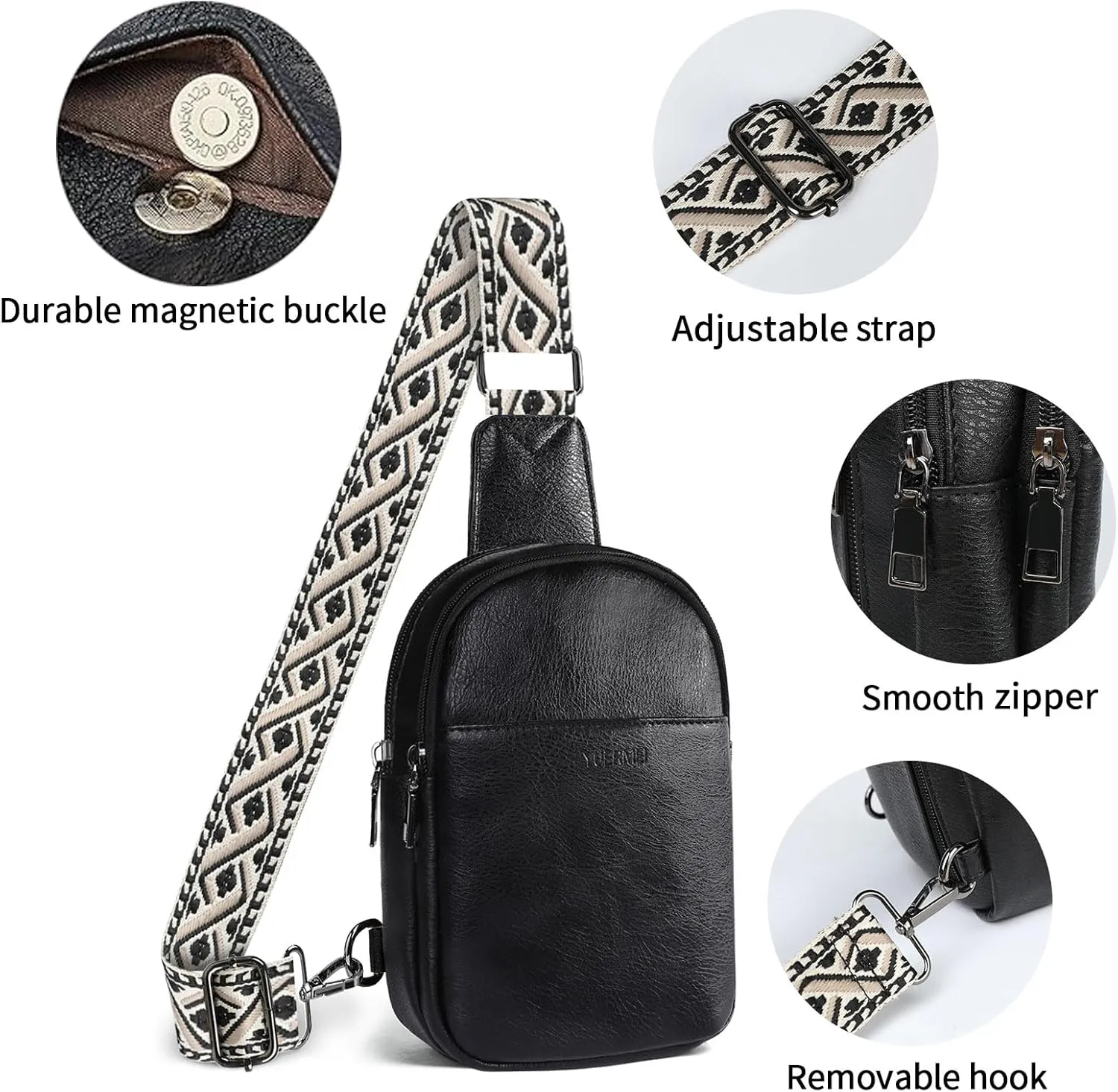 Anti Theft Crossbody Sling Bag for Women Trendy, Small Vegan Leather Cross body Fanny Chest Bag for Traveling