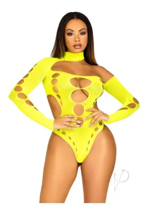 Asymmetrical Cut-Out Bodysuit by Leg Avenue: Daring One-Shoulder Thong Bodysuit for Lingerie and Festivals