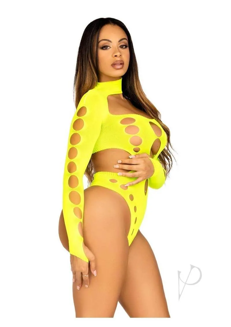 Asymmetrical Cut-Out Bodysuit by Leg Avenue: Daring One-Shoulder Thong Bodysuit for Lingerie and Festivals