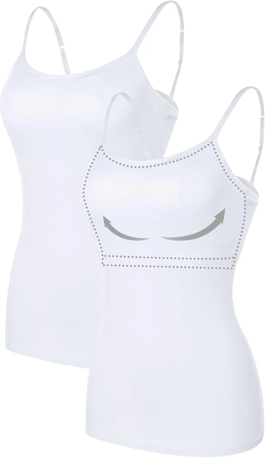 ATTRACO Women's Cotton Camisole Shelf Bra Spaghetti Straps Tank Top