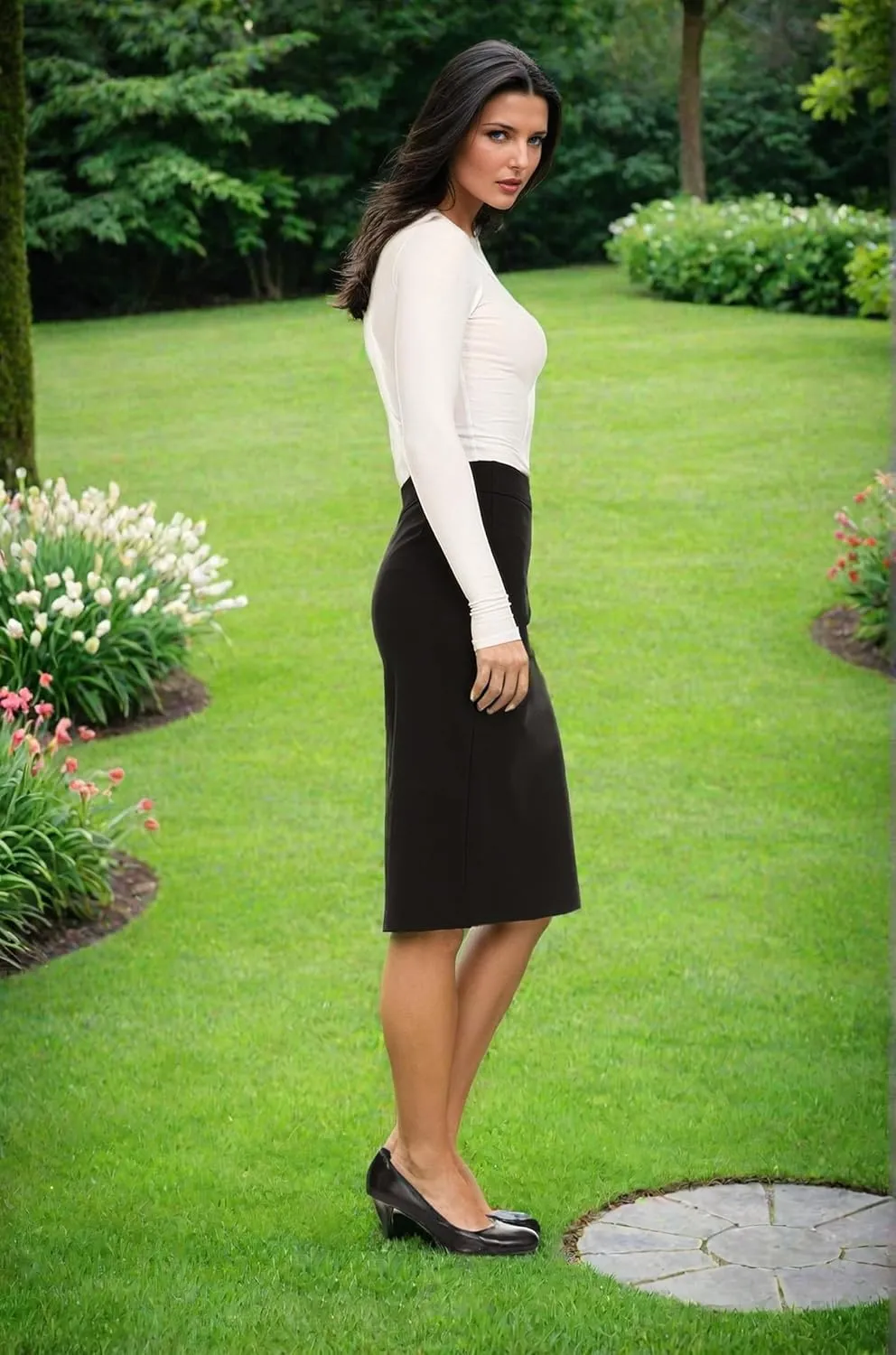 Baby'O Made in The USA Women's Pencil Skirt | Knee Length Pencil Skirt | Tailored Fit Bodycon Stretch Modest Pencil Skirts