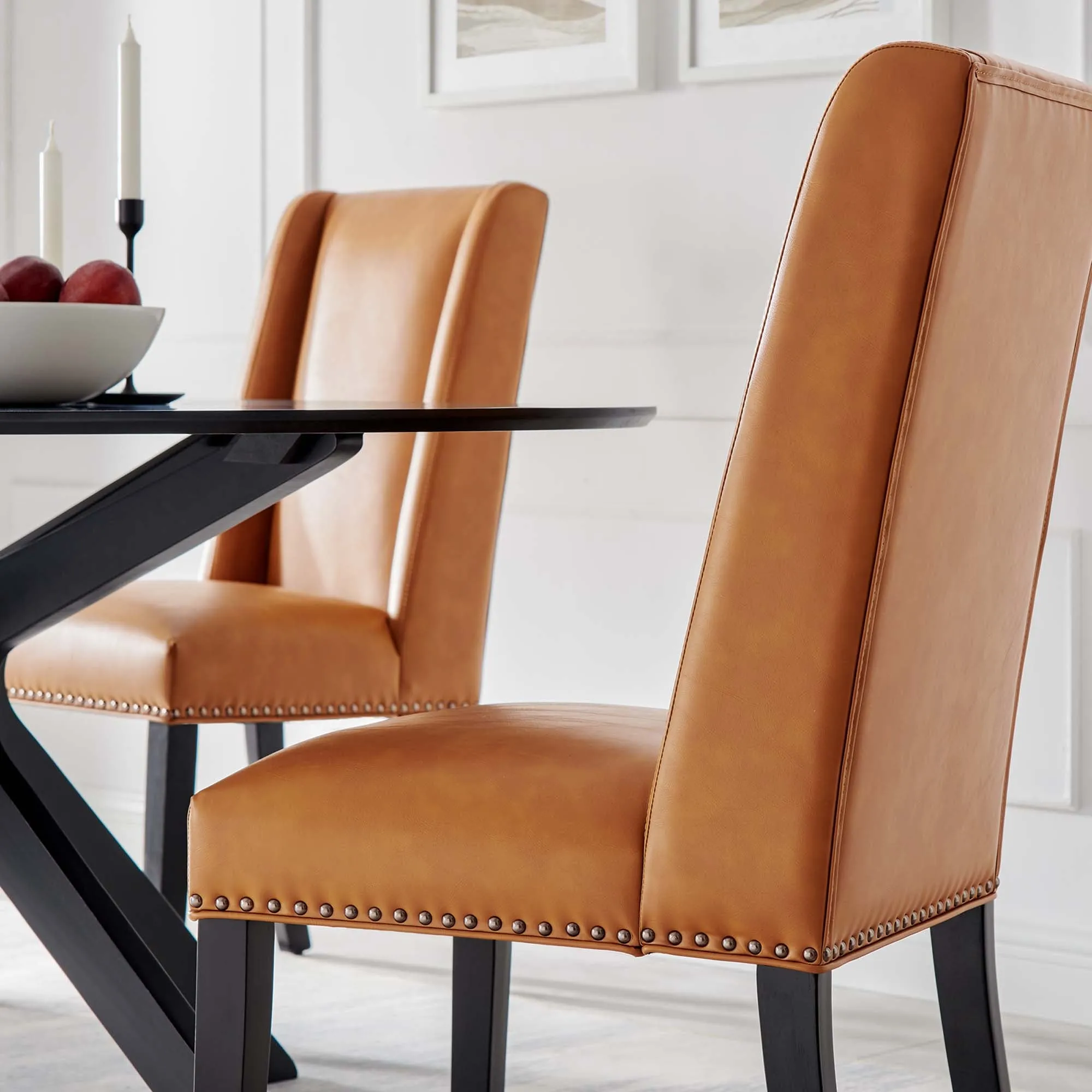 Baron Dining Chair Vinyl Set of 2 by Modway