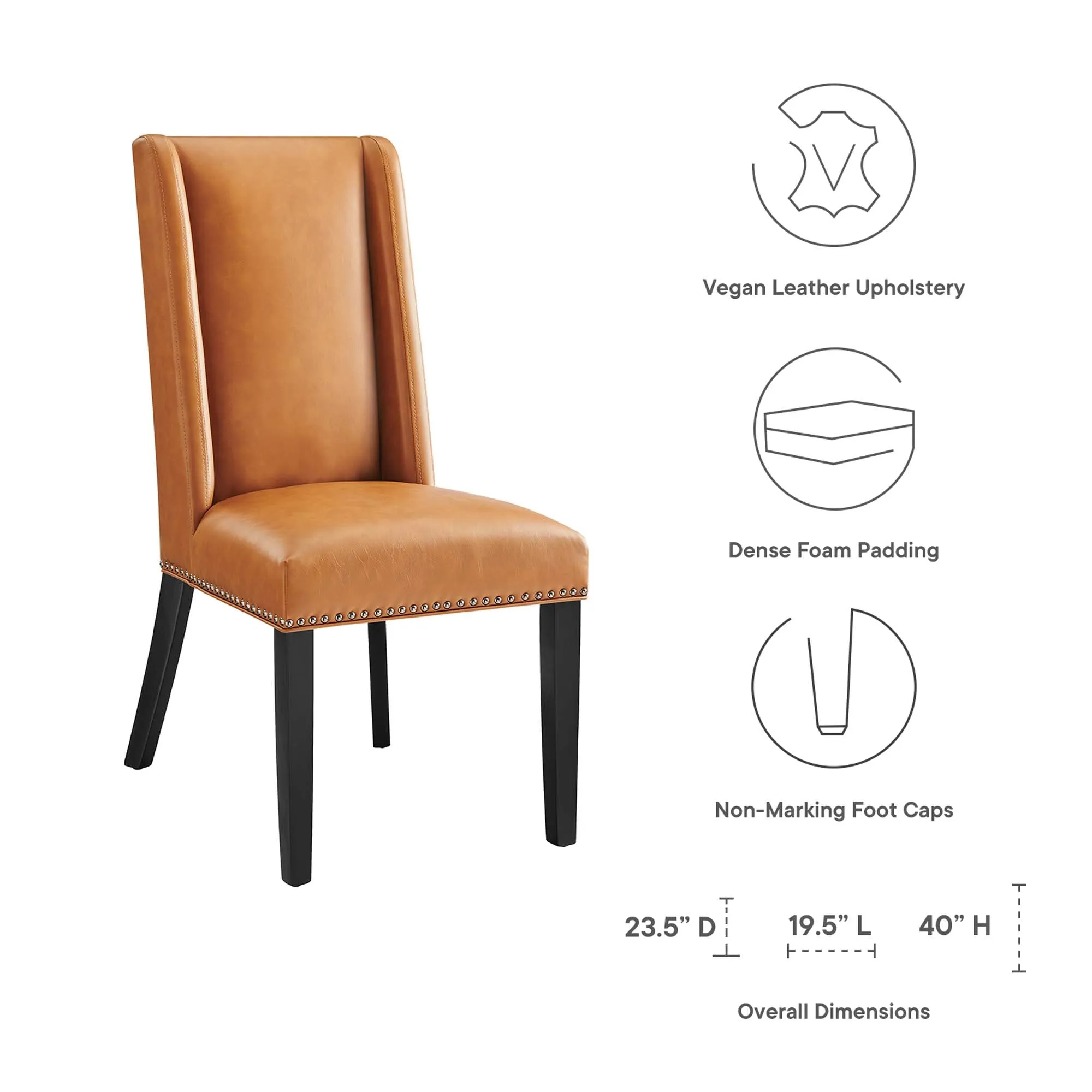 Baron Dining Chair Vinyl Set of 2 by Modway
