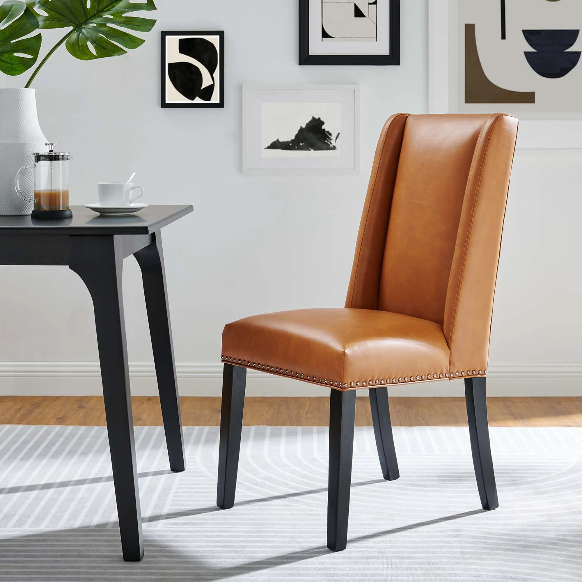 Baron Dining Chair Vinyl Set of 2 by Modway