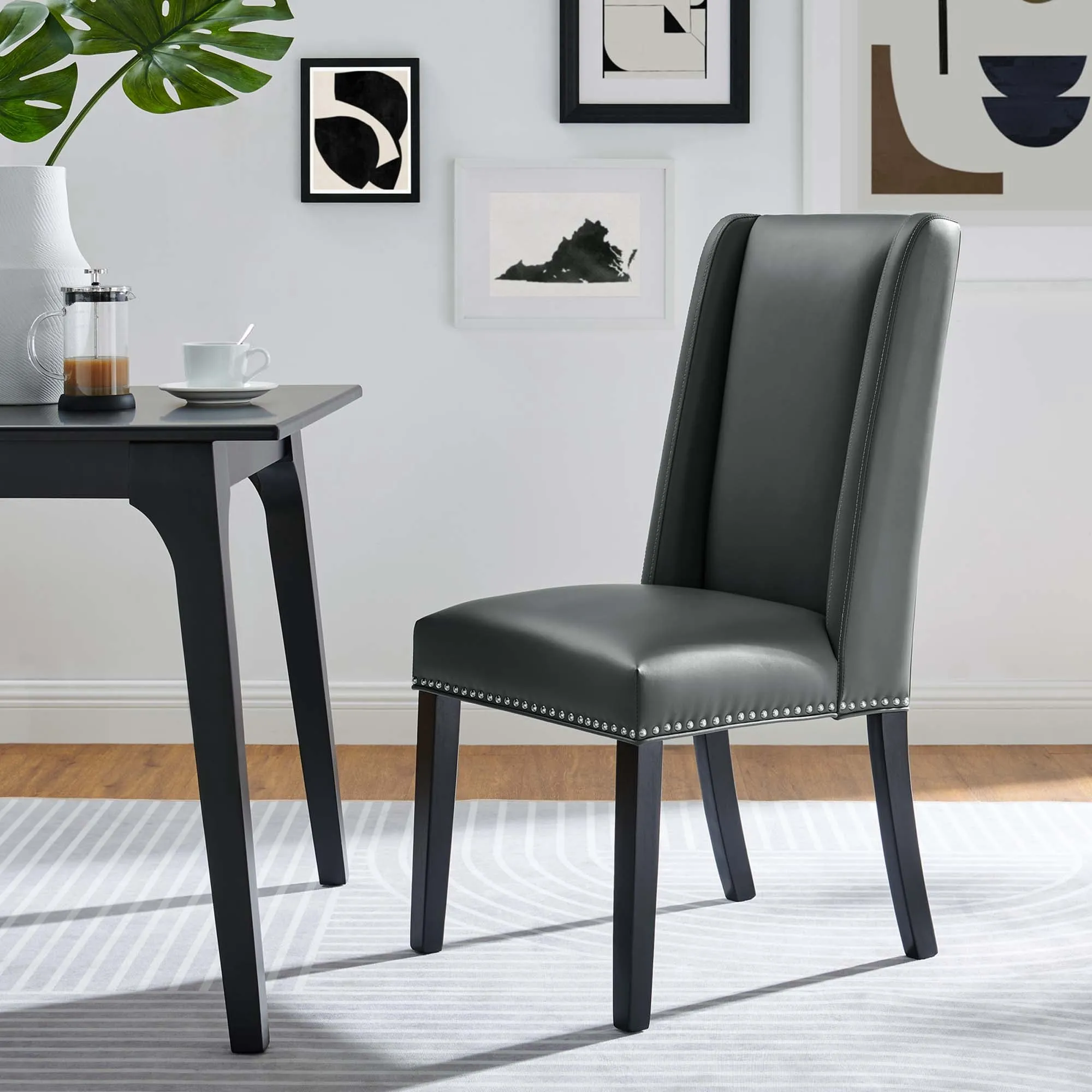 Baron Dining Chair Vinyl Set of 2 by Modway