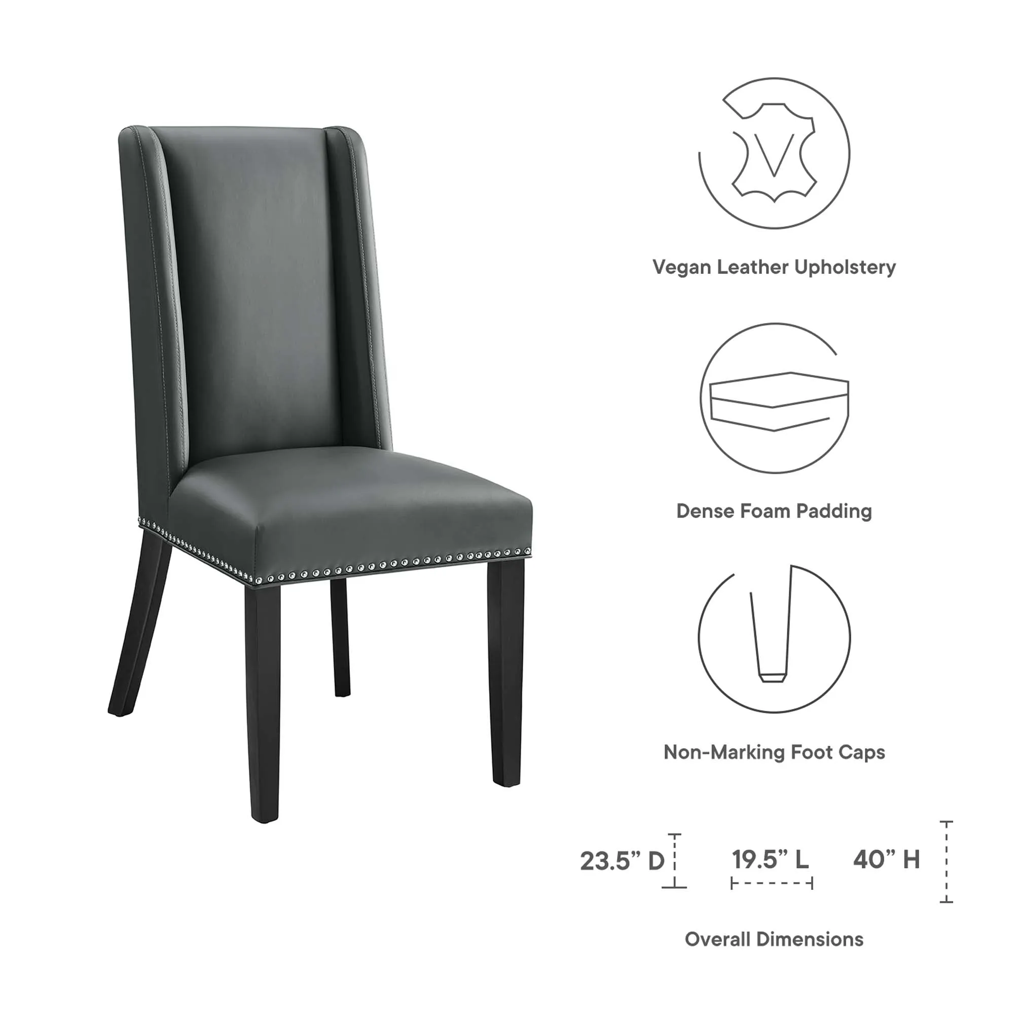 Baron Dining Chair Vinyl Set of 2 by Modway
