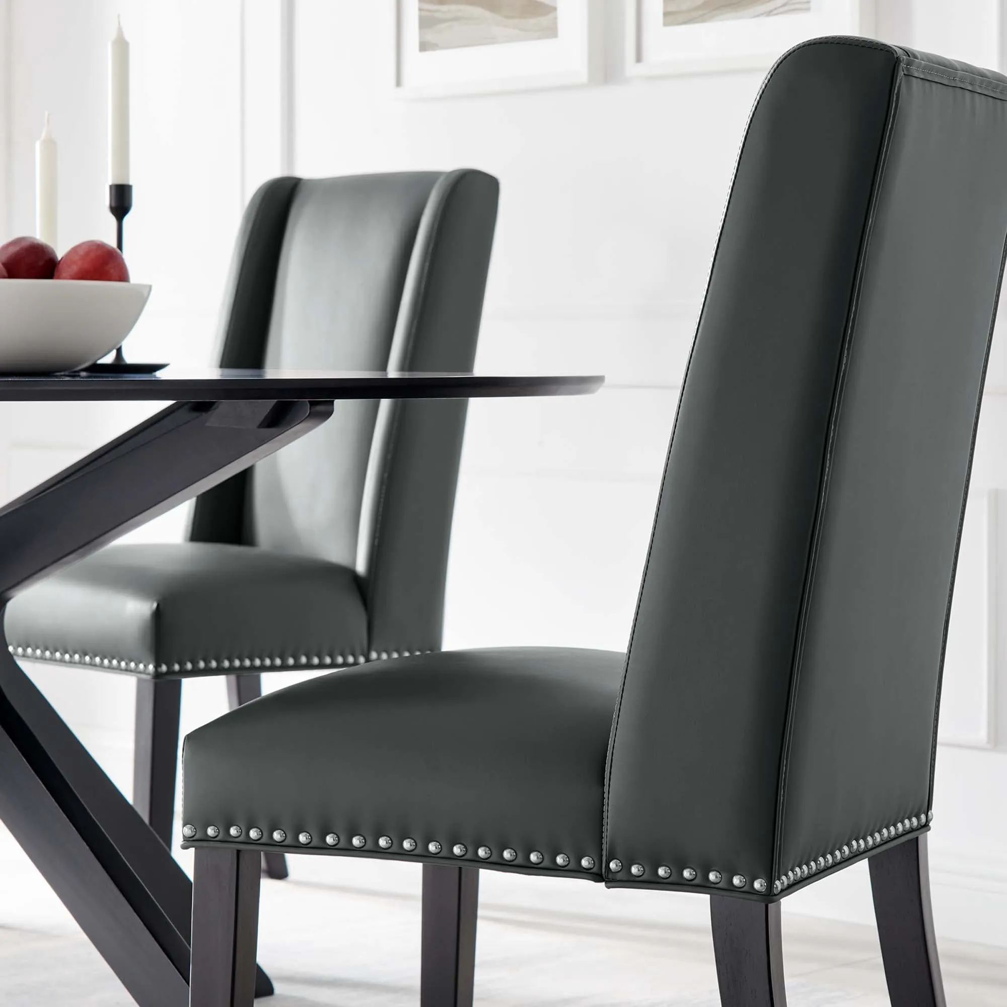 Baron Dining Chair Vinyl Set of 2 by Modway