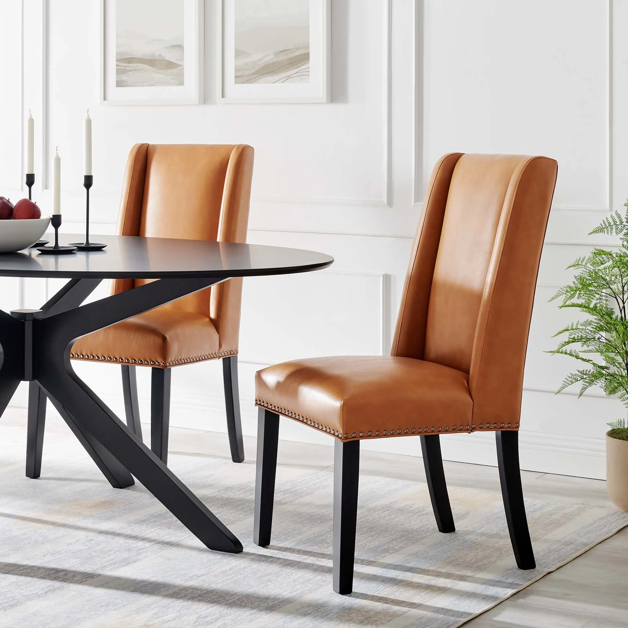 Baron Dining Chair Vinyl Set of 2 by Modway