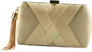 BESTYASH Glamorous Evening Bag Tassel Clutch Purse for Women for Wedding Party Prom Black Tassel Detail