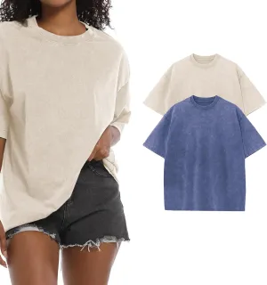BINTEHGS Oversized Grunge Vintage t Shirts for Women Short Sleeve Cotton Casual Baggy Tees Teens Trendy Crew Neck Loose Tops