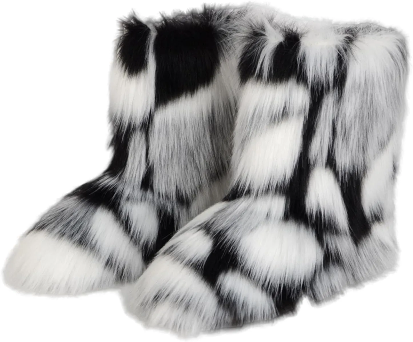 Black Snow Boots for Women Knee High Women's Winter Boots Waterproof Sexy Winter Fur Boots Women Size 8 Women's Ankle Boots Flat Low Heel Zipper Booties Winter Fall Snow Shoes for Women