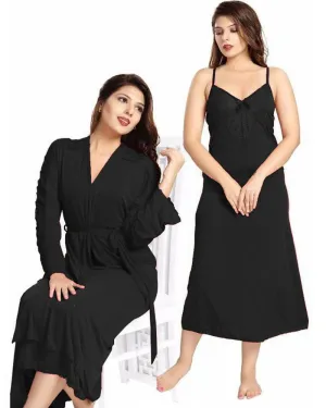 Black Wedding Nighty - FL-0072 - Flourish 2 Piece Nightwear
