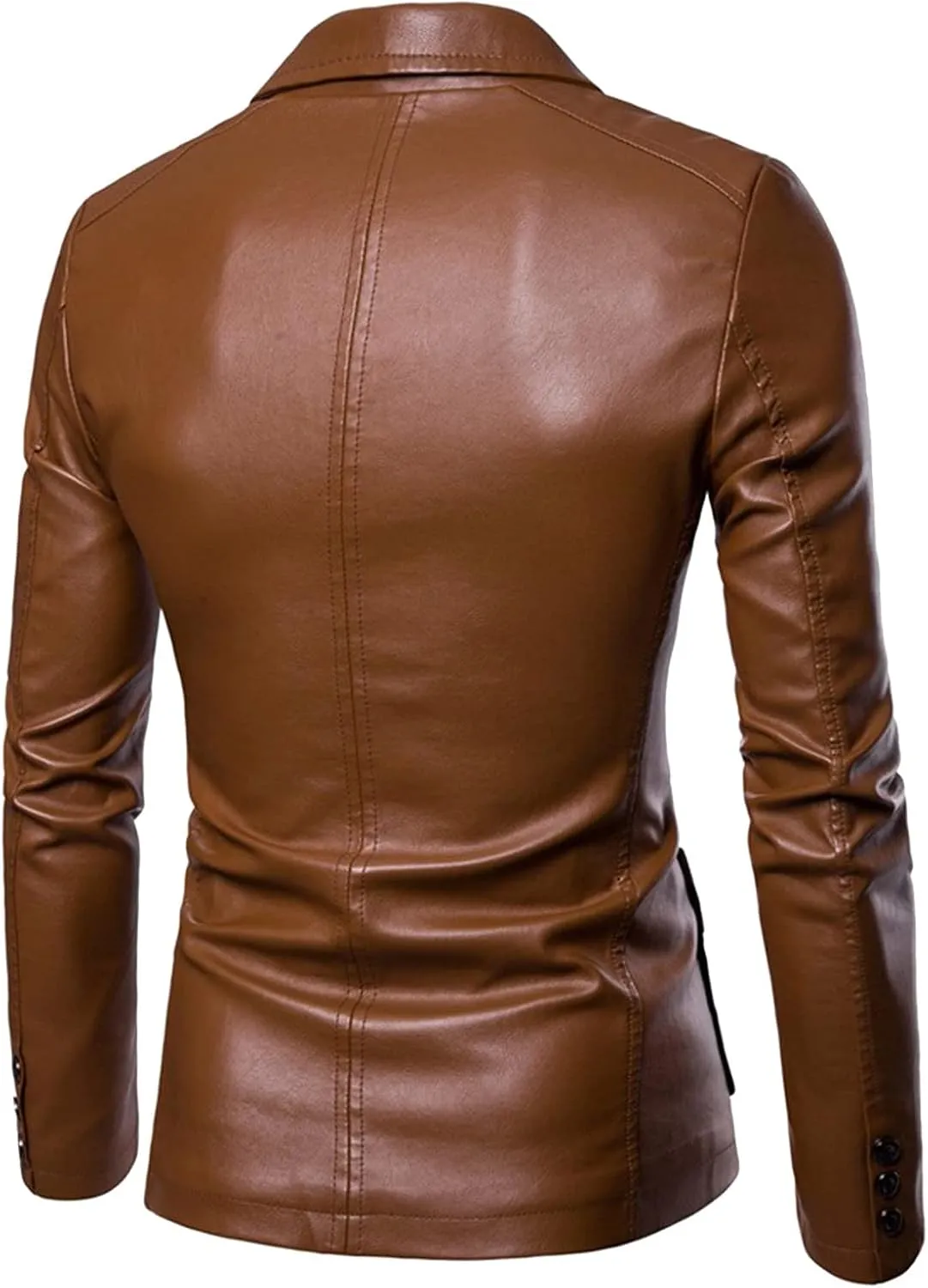 Blazer for Men,Mens 2 Button Leather Blazer Jacket Faux Leather Sport Suit Coat Regular Fit Lined Business PU Jackets