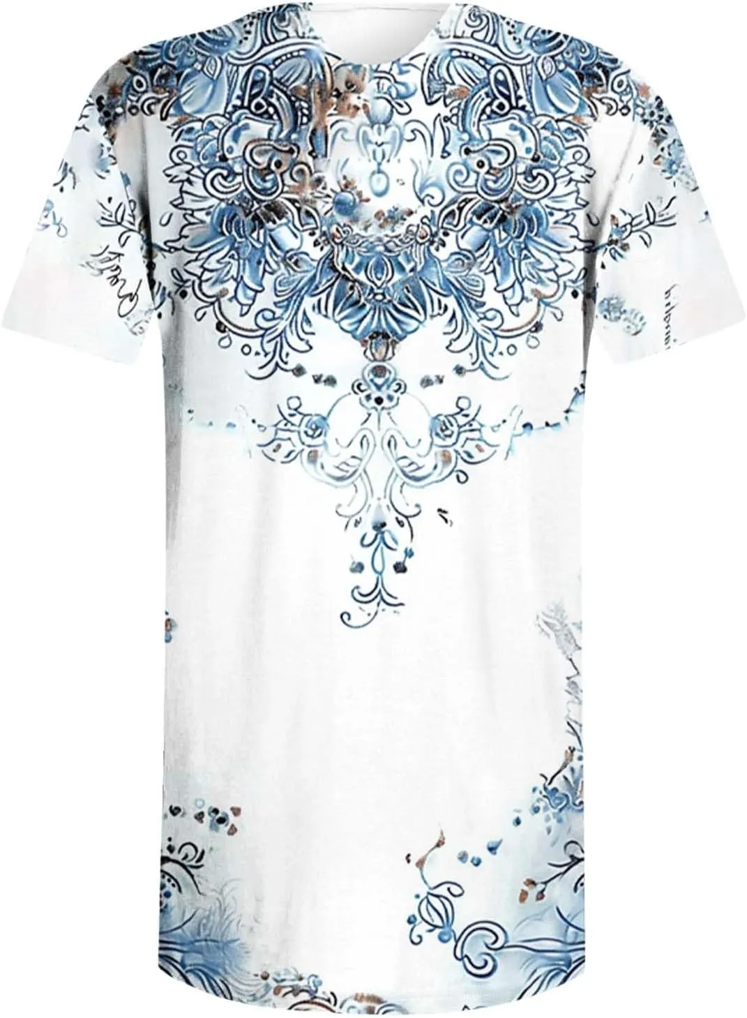 Boho Tops for Women Summer Causal Empire Waist Short Sleeve Shirts Button Down Floral Print Loose Blouse Tees