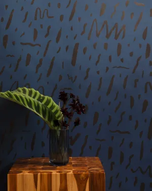 Bomba - Gunmetal on Navy - Residential Coated Wallpaper