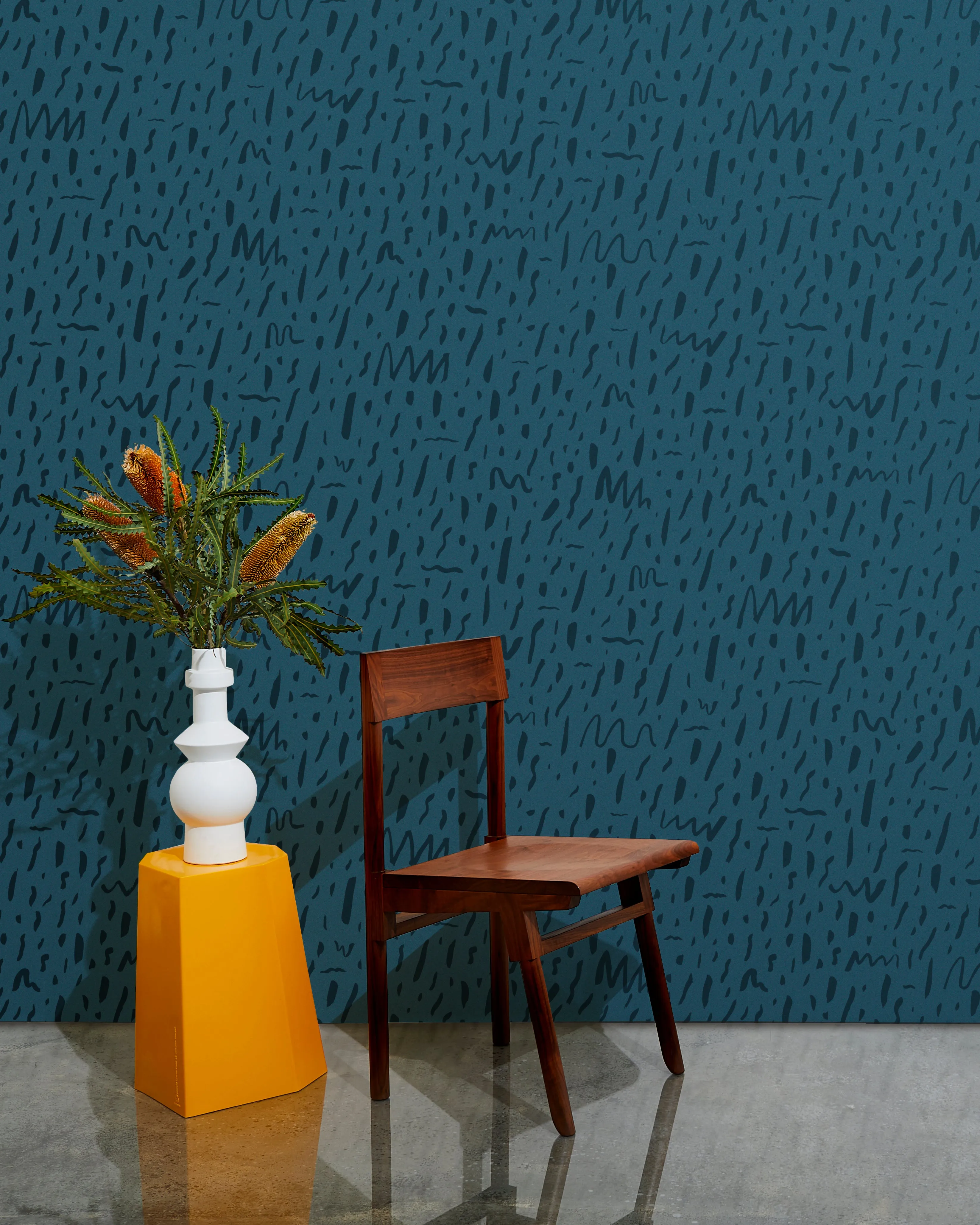 Bomba - Gunmetal on Navy - Residential Coated Wallpaper