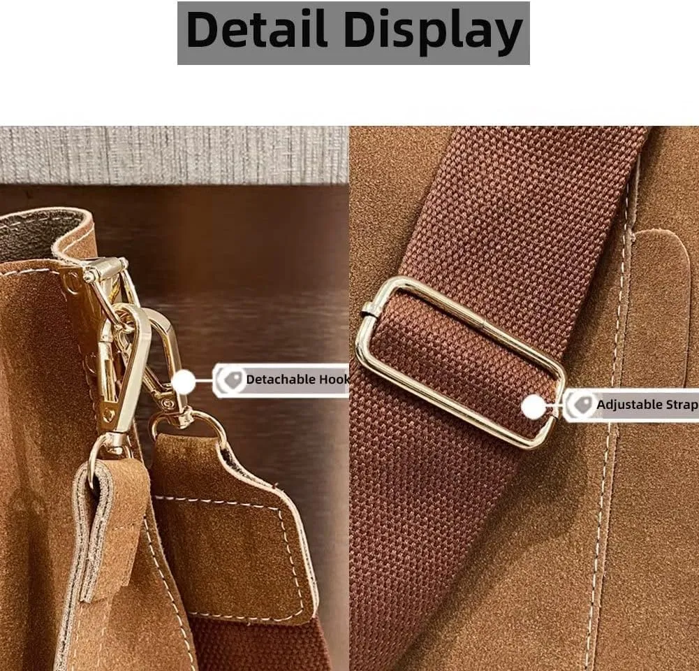 Bucket Bag for Women Girls Large Capacity Genuine Leather Crossbody Shoulder Purse Casual Hobo Tote Handbag for Daily Carry